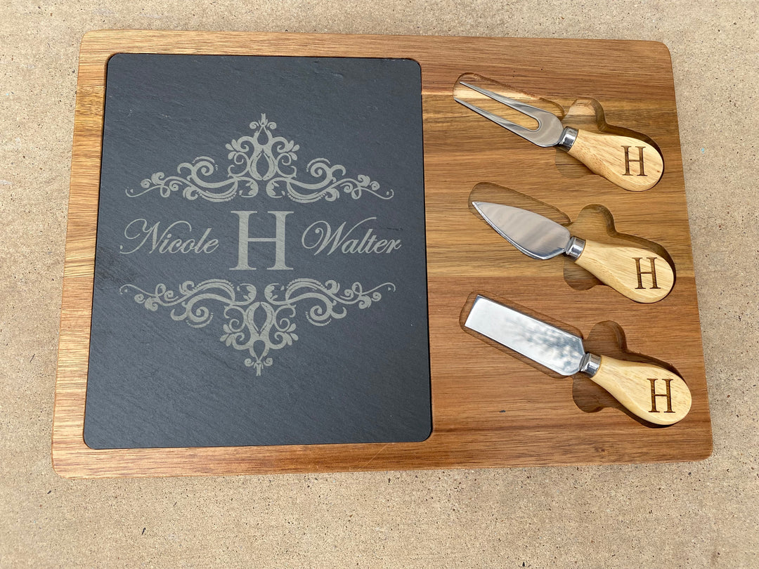 Acacia Wood/Slate Charcuterie Board