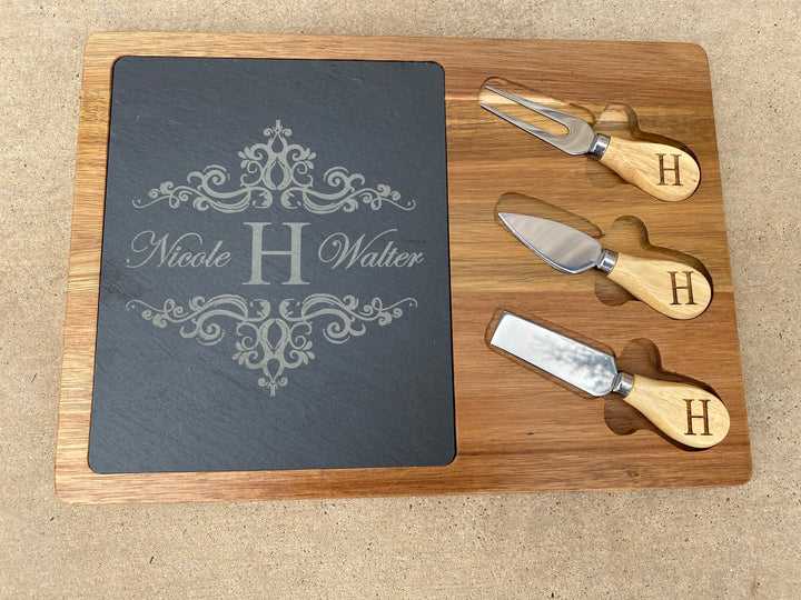 Acacia Wood/Slate Charcuterie Board