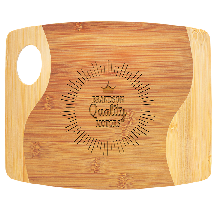 Bamboo Two Tone Cutting Board with Handle