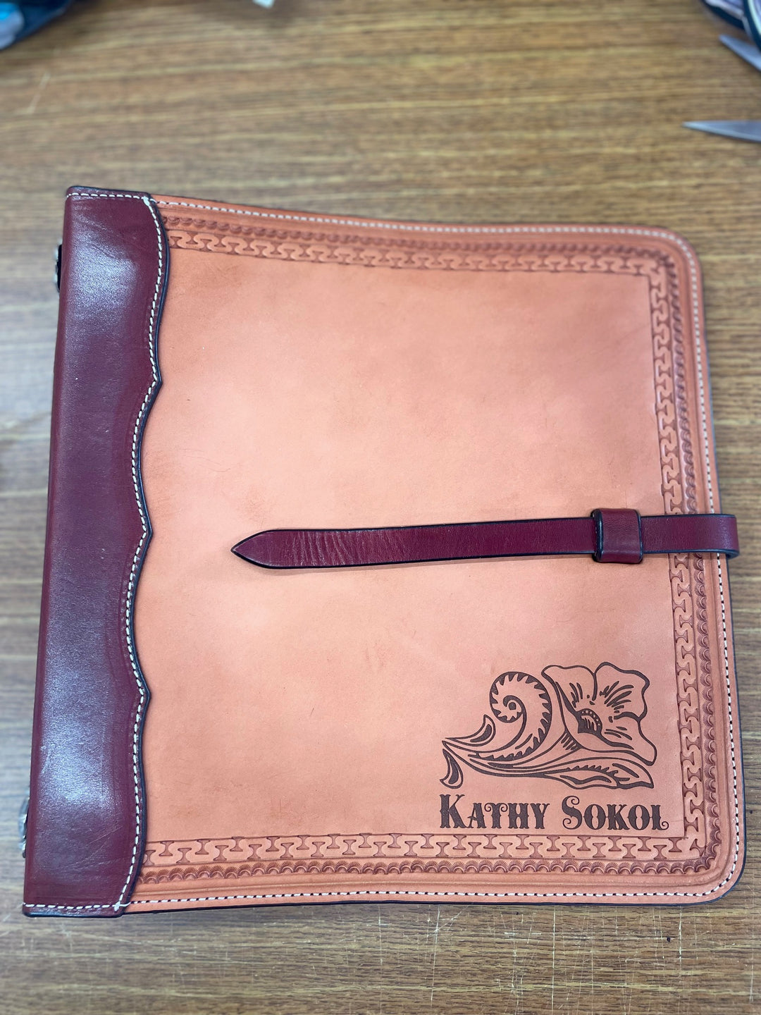 Leather 3 Ring Binder with Closure