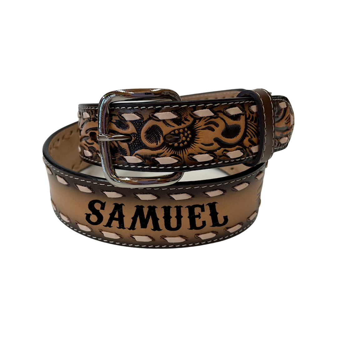 Custom Tooled Leather Belt Buckle, MADE to ORDER, Names or Initials Up to 6  Letters
