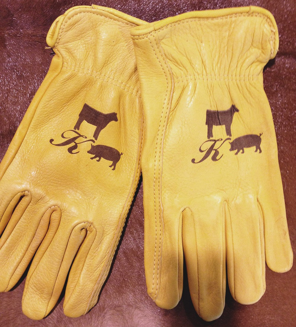 Personalized Leather BBQ Grilling Gloves - Etched